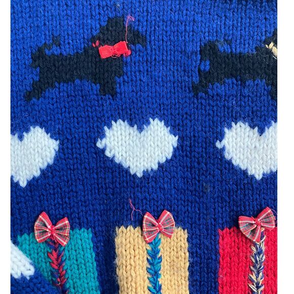 Vintage Nordstrom Blue Dog Christmas Wool Sweater XS - Picture 5 of 5